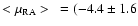 $<\mu_{\rm RA}> ~= (-4.4 \pm 1.6$