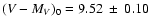 $(V-M_V)_0 = 9.52 ~\pm ~0.10$