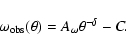 \begin{displaymath}\omega_{\rm obs} ( \theta) = A_{\omega}\theta^{-\delta} - C.
\end{displaymath}