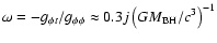 $\omega=-g_{\phi t}/g_{\phi \phi}\approx 0.3j\left(GM_{\rm BH}/c^3\right)^{-1}$
