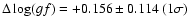 $\Delta \log (gf) = +0.156\pm0.114~(1
\sigma)$
