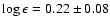 $\log \epsilon = 0.22
\pm 0.08$