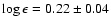 $\log \epsilon = 0.22 \pm 0.04$