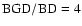 $\rm BGD/BD=4$