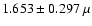 $1.653\pm0.297~\mu$