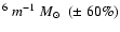$^6~{m}^{-1}~\mbox{$M_{\odot}$ }~(\pm~60\%)$