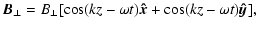 $\displaystyle \vec{B_{\perp}}=B_{\perp} [\cos(kz -\omega t) \vec{\hat{x}}+ \cos(kz-\omega t)
\vec{\hat{y}}],$