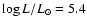 $\log L/L_\odot = 5.4$