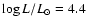 $\log L/L_{\odot} = 4.4$