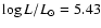 $\log L/L_{\odot} = 5.43$