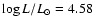 $\log L/L_{\odot} = 4.58$