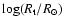$\log (R_{\rm t} / R_\odot)$
