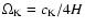 $\Omega_{\rm K}=c_{\rm K}/4H$