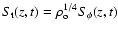 $S_{\rm t}(z,t)=\rho_{\rm o}^{1/4}S_\phi(z,t)$