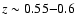 $z\sim 0.55{-}0.6$