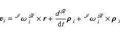 \begin{displaymath}
\vec{v}_i={^\mathscr{I}\mathbf{\mbox{\boldmath$\omega$ }}_i^...
...thscr{I}\bfomega_i^\mathscr{R}}\times\mbox{\boldmath$\rho$ }_i
\end{displaymath}