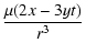 $\displaystyle \frac{\mu(2x-3yt)}{r^3}$