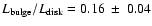 $L_{\rm bulge}/L_{\rm disk} = 0.16~ \pm~ 0.04$