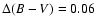 $\Delta (B-V)=0.06$