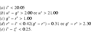 \begin{displaymath}\begin{array}{l}
(a)\ i^* < 20.05 \\
(b)\ u^* - g^* > 2.00...
...x{ or } g^*- r^* >2.30 \\
(e)\ i^* - z^* < 0.25.
\end{array}\end{displaymath}