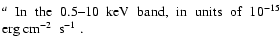 $\textstyle \parbox{7cm}{
$^a$\space In the 0.5--10~keV band, in units of $10^{-15}$ ~erg~cm$^{-2}$ ~s$^{-1}$ .}$
