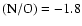 $({\rm N/O})=-1.8$