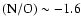 $({\rm N/O})\sim-1.6$