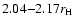 $2.04 {-} 2.17 r_{\mbox{\scriptsize H}}$