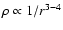 $\rho \propto 1/r^{3-4}$