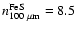 $n^{\rm FeS}_{100~ {\rm {\mu}m}} = 8.5$