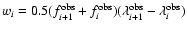 $w_i = 0.5(f^{\rm obs}_{i+1}+f^{\rm obs}_{i})(\lambda^{\rm obs}_{i+1}-\lambda^{\rm obs}_{i})$