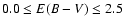 $0.0 \le E(B-V) \le 2.5$