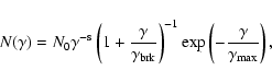 \begin{displaymath}%
N(\gamma) = N_0\gamma^{\rm -s}\left(1 + \frac{\gamma}{\gamm...
...^{-1}
{\rm exp}\left(- \frac{\gamma}{\gamma_{\rm max}}\right),
\end{displaymath}