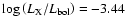 $\log\left(L_{\rm X}/L_{\rm bol}\right) = -3.44$