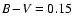 $B\!-\!V = 0.15$
