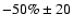 $-50\%
\pm 20$
