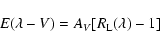 \begin{displaymath}E(\lambda-V) = A_V[R_{\rm L}(\lambda)-1]
\end{displaymath}