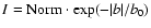 $I={\rm Norm}\cdot \exp(-\vert b\vert/b_0)$