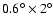 $0.6^\circ \times 2^\circ$