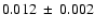 $0.012~\pm~0.002$