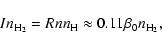 \begin{displaymath}%
I n_{{\rm H}_2} = R n n_{\rm H} \approx 0.11\beta_0 n_{{\rm H}_2},
\end{displaymath}