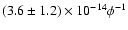 $(3.6\pm1.2)\times10^{-14}\phi^{-1}$