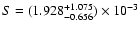 $S = (1.928^{+1.075}_{-0.656})\times10^{-3}$
