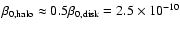 $\beta_{0,\rm halo} \approx 0.5\beta_{0,\rm disk} = 2.5\times10^{-10}$