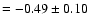 $= -0.49\pm0.10$