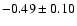 $-0.49\pm0.10$