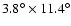 $3.8^{\circ}\times11.4^{\circ}$