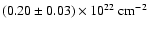 $(0.20 \pm 0.03) \times {10^{22}\rm\ cm^{-2}}$