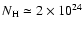 $N\rm _H \simeq 2 \times 10^{24}$
