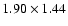 $ 1.90\times 1.44$